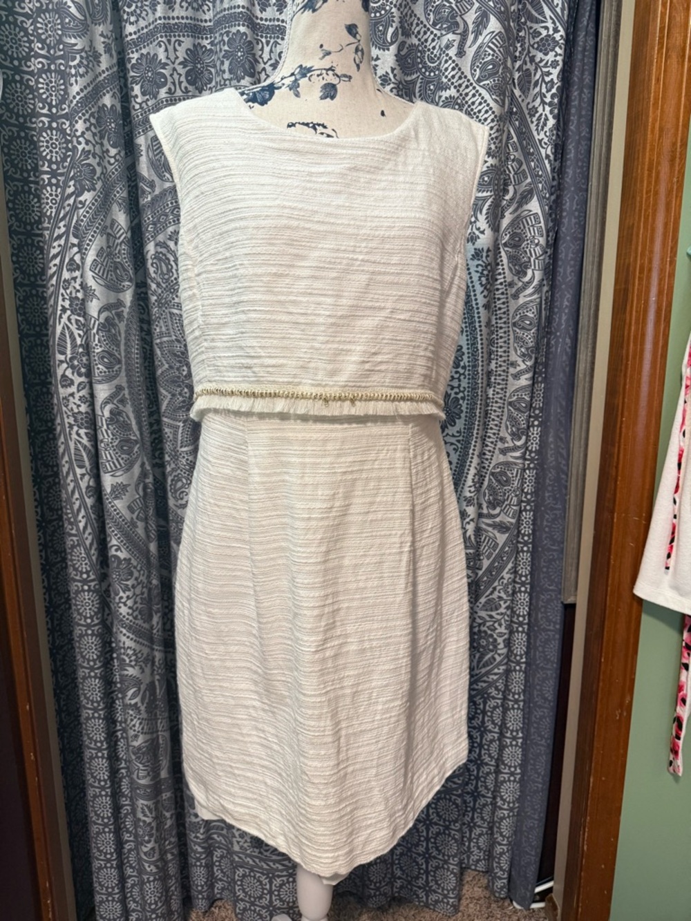 The Limited White Textured Fringe Waist Mini Dress (14)